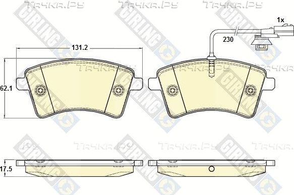 Тормозные колодки Girling передние для Renault Kangoo II 2008-2026. Артикул 6119411