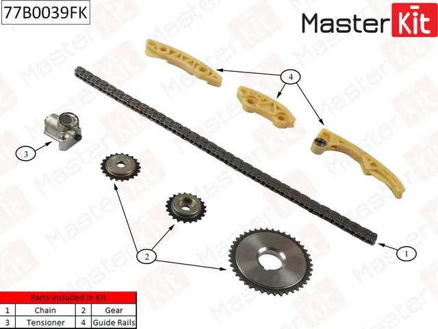 77B0039FK Комплект цепи ГРМ Opel Vectra C/Astra G 2.2i 16V Z22SE 02-11 (Master KIT) Master KIT. Артикул 77b0039fk