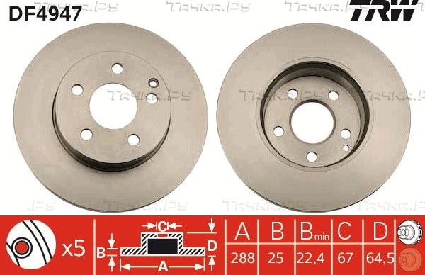 Тормозной диск TRW. Артикул DF4947
