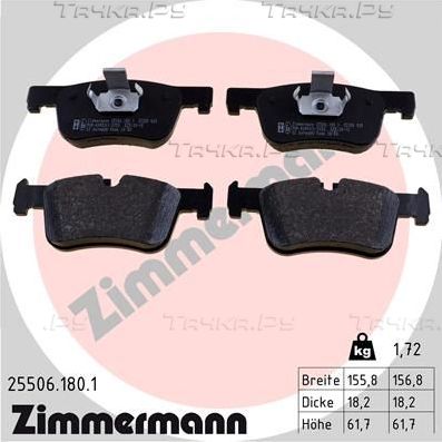 Тормозные колодки Zimmermann передние для BMW 3 VI (F3x) 2011-2026. Артикул 25506.180.1