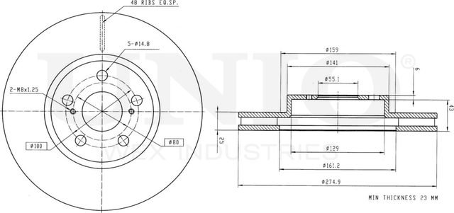 Диск тормозной (Unio). Артикул BRD-20372