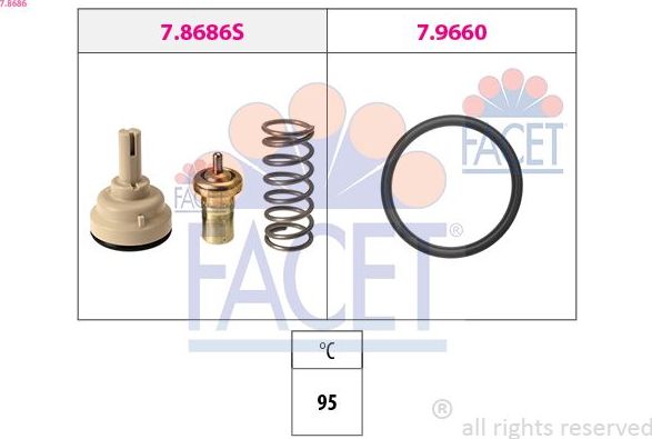 Термостат Facet Made in Italy - OE Equivalent. Артикул 7.8686