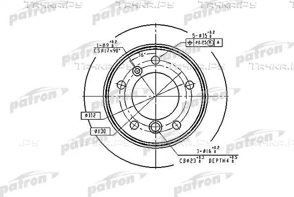 Тормозной диск Patron задний для Mercedes-Benz Sprinter 903 1995-2006. Артикул PBD4087