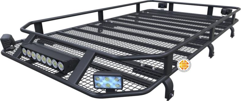 Багажник экспедиционный Podgotoffka 2100х1200х120 с сеткой и креплениями на водостоки для УАЗ Пикап 2008-2026. Артикул PGT-B.15.03