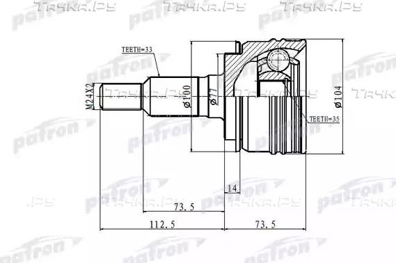 Шрус внутренний (граната) Patron передний для Chevrolet Suburban XII 2007-2026. Артикул PCV6872