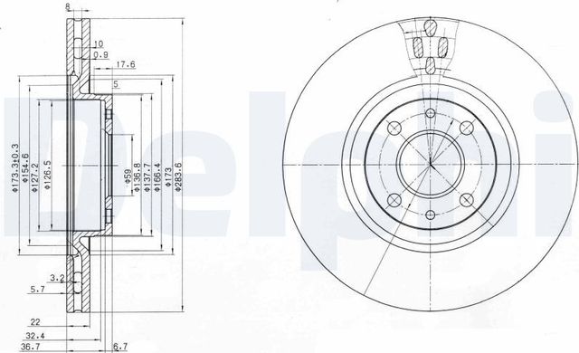 Тормозной диск Delphi передний для Lancia Prisma 1987-1989. Артикул BG2407