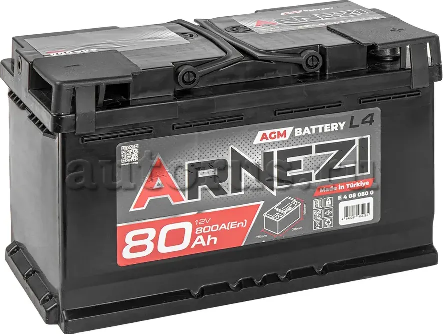 Аккумулятор Arnezi AGM Start 80 А/ч обратный R(+) 315х175х190 L4 EN800 A Arnezi. Артикул E4080800