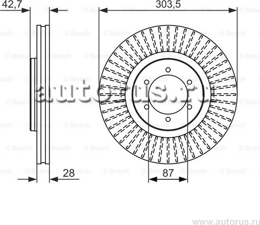 Диск тормозной передний (Bosch). Артикул 0986479694