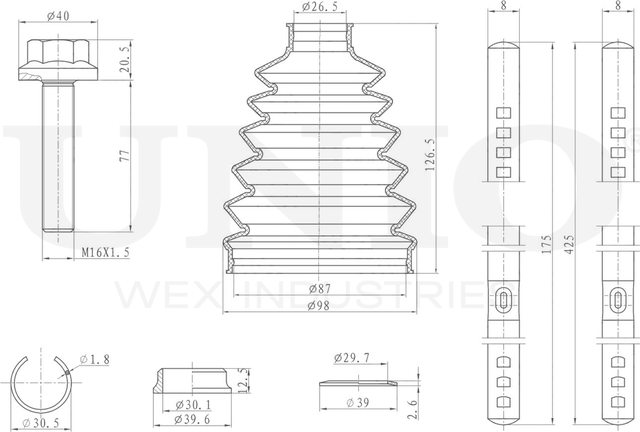 Пыльник ШРУС, комплект (Unio). Артикул DUC-30007K