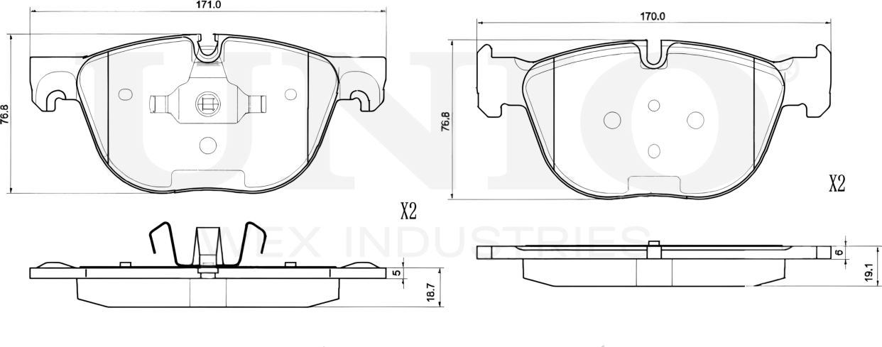 Колодки тормозные дисковые, комплект (Unio). Артикул BRP-20283