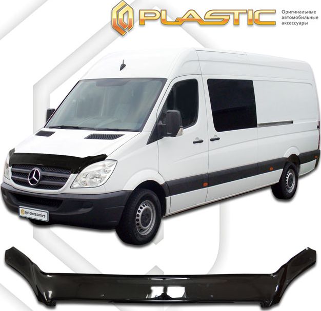 Дефлекторы СА Пластик (exclusive) для капота (Classic черный) Mercedes-Benz Sprinter W906 2006-2013. Артикул 2010060107296