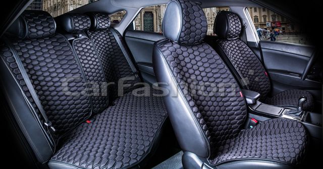 Накидки универсальные CarFashion Carbon Plus для авто, цвет Черный/Черный/Черный. Артикул 22066