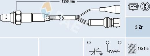 Лямбда-зонд (кислородный датчик) FAE. Артикул 77108
