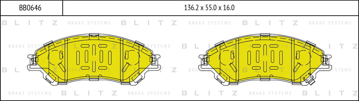 Колодки тормозные дисковые передние (Blitz). Артикул BB0646