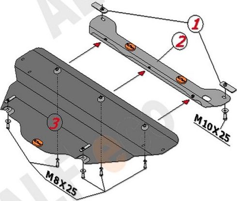 Защита алюминиевая Alfeco для картера Infiniti FX 35, 37, 50 2009-2012. Артикул ALF.29.01al