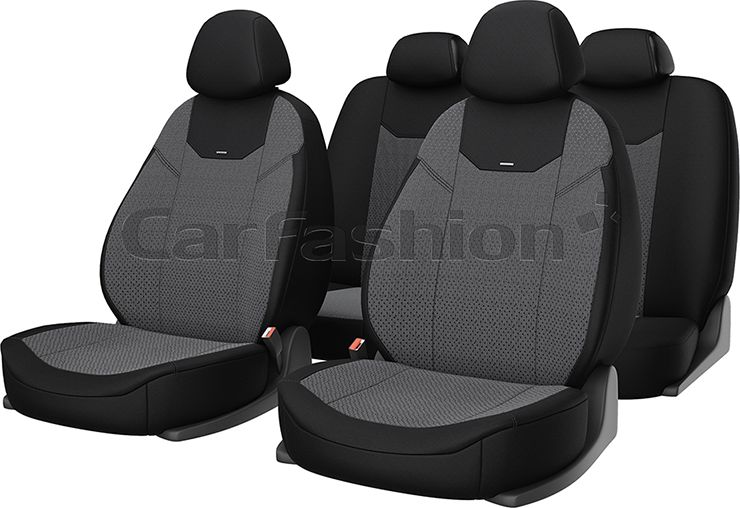Чехлы универсальные CarFashion Arizona на сидения авто, цвет Темно-серый/Черный/Темно-серый. Артикул 10047