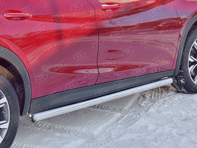 Защита порогов RusStal труба d63 (Вариант 3) для Infiniti QX30 2016-2025. Артикул IQX3T-0025003