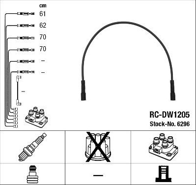 Высоковольтные провода (провода зажигания) (комплект) NGK. Артикул 6296