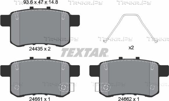 Тормозные колодки Textar задние для Honda Accord VIII 2008-2015. Артикул 2443501