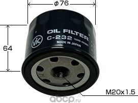 C-232 ФИЛЬТР МАСЛЯНЫЙK9K NOTE E11,QASHQAI J10,LOGAN 1.4L 04-,1.6L 04-0 (VIC). Артикул C232
