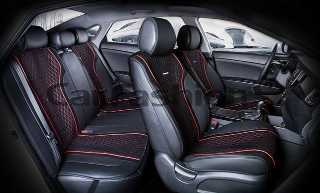 Накидки универсальные CarFashion Element Plus для авто, цвет Черный/Черный/Красный/Красный. Артикул 22494