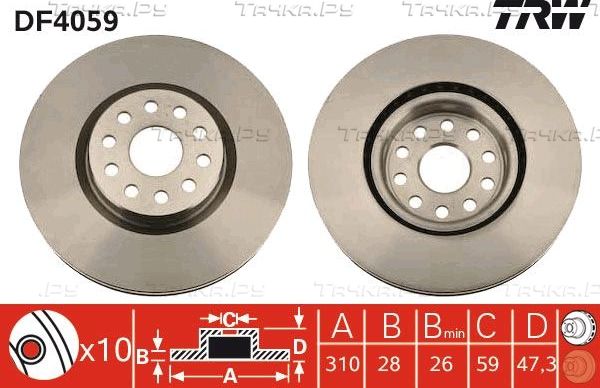 Тормозной диск TRW. Артикул DF4059