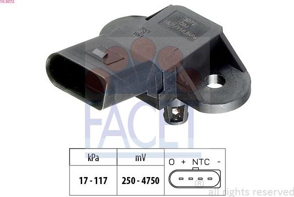 Датчик абсолютного давления (ДАД, MAP) Facet Made in Italy - OE Equivalent. Артикул 10.3072