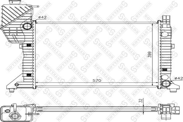 Радиатор охлаждения двигателя Stellox для Mercedes-Benz Sprinter 901, 902 1995-2006. Артикул 10-25369-SX