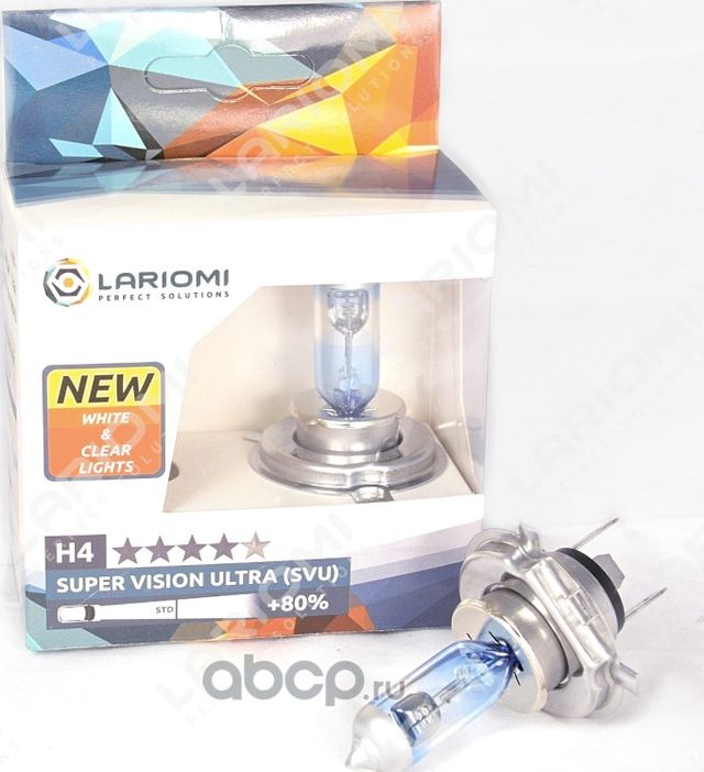 Лампа галогенная H4 12V 60/55W p43t Super Vision Ultra +80% (Lariomi). Артикул LB1108SVU