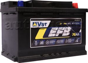 575500071_аккумуляторная батарея! 6СТ-75 EFB 75Ah 710A +справа 278x175x190/ (VST). Артикул 575500071