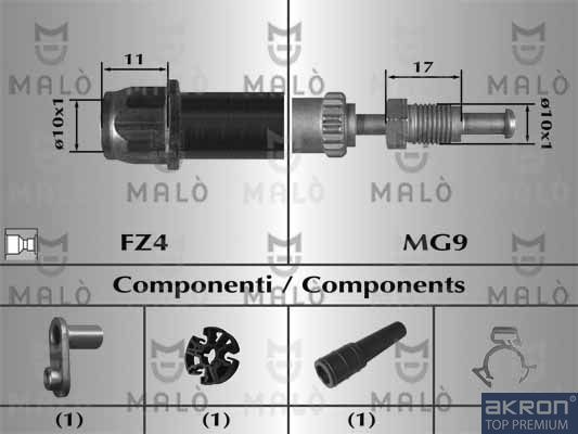 Тормозной шланг Malò передний правый/левый для Citroen Jumpy II 2007-2016. Артикул 80748