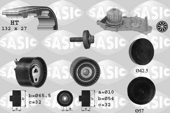 Помпа (водяной насос) с комплектом ремня ГРМ Sasic для Renault Clio V 2010-2026. Артикул 3904035