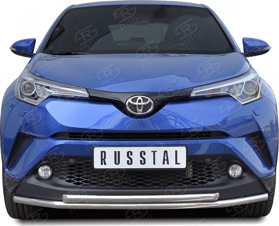 Защита РусCталь переднего бампера d42 секции-d42 дуга для Toyota CH-R 2018-2026. Артикул TCHZ-003024