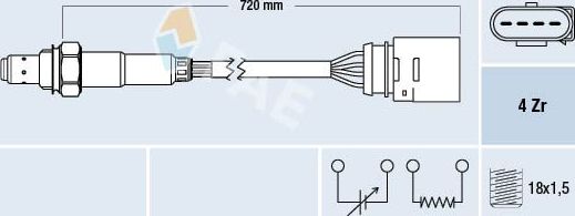 Лямбда-зонд (кислородный датчик) FAE для Volkswagen Sharan I 1997-2000. Артикул 77139