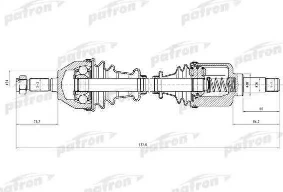 Полуось (привод в сборе, приводной вал) Patron. Артикул PDS0010