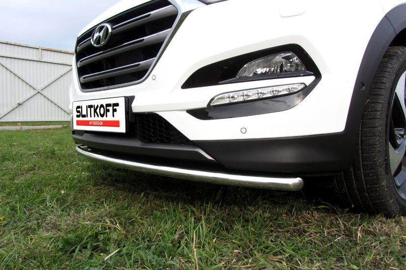 Защита Slitkoff переднего бампера d42 для Hyundai Tucson III 4WD 2015-2026. Артикул HT4WD15002