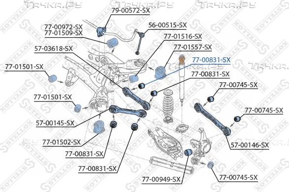 Сайлентблок заднего рычага подвески Stellox. Артикул 77-00831-SX