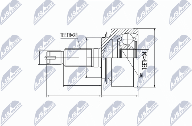 Шрус внутренний (граната) NTY передний для Honda FR-V 2005-2009. Артикул NPZ-HD-051