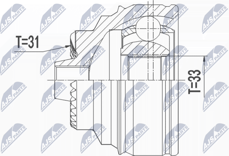 Шрус внутренний (граната) NTY передний для MINI Cabrio III (F57) 2014-2026. Артикул NPZ-BM-021