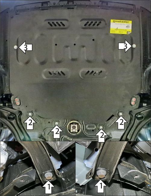 Защита Мотодор усиленная для двигателя и КПП GAC GS3 2024-2026. Артикул 77805