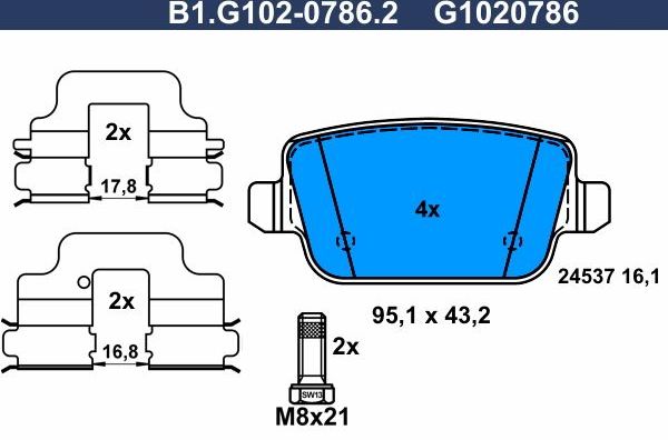 Тормозные колодки Galfer. Артикул B1.G102-0786.2