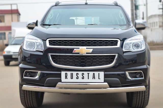 Защита RusStal переднего бампера 75х42 (дуга) 75х42 (дуга) для Chevrolet TrailBlazer II 2012-2016. Артикул CTRZ-001508