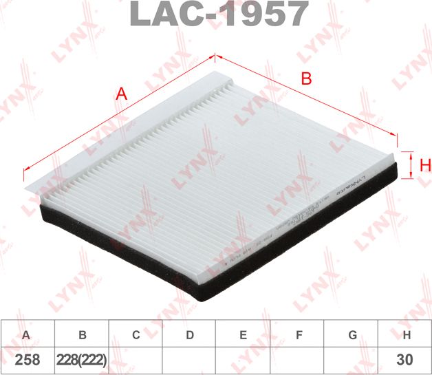 Салонный фильтр LYNXauto. Артикул LAC-1957