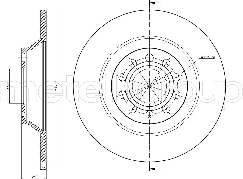 Тормозной диск Metelli. Артикул 23-0865C