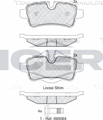 Тормозные колодки Icer задние для MINI Roadster R59 2011-2015. Артикул 181812