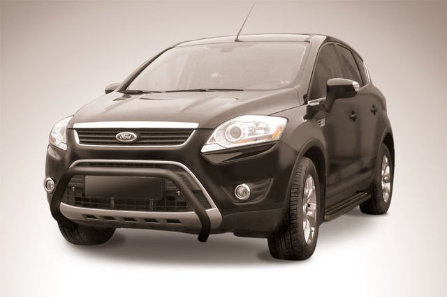 Кенгурятник Slitkoff d57 низкий мини ЧЕРНЫЙ матовый для Ford Kuga I 2008-2012. Артикул FKG004B