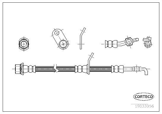 Тормозной шланг Corteco задний левый для Toyota Avensis I 1997-2003. Артикул 19033056