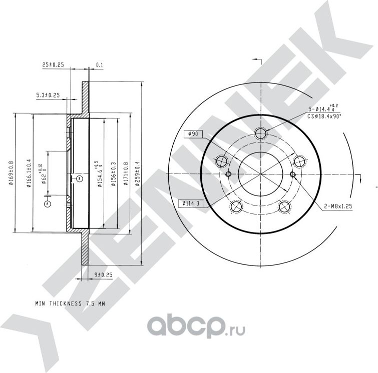Диск тормозной задний TOYOTA COROLLA 01-18 AURIS 07-12 (Zennek). Артикул DBD0157