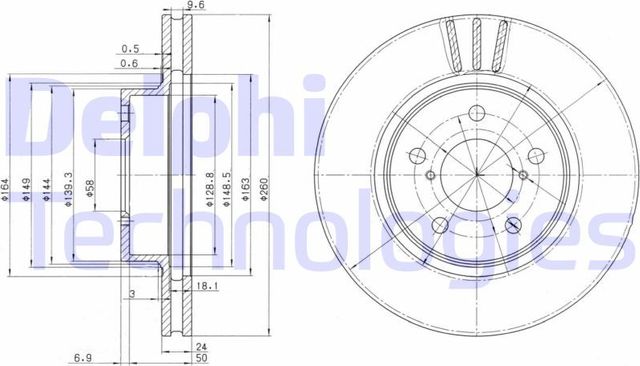 Тормозной диск Delphi передний для Subaru Impreza I 1992-2000. Артикул BG2767