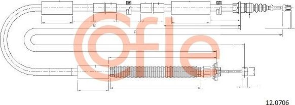 Трос ручника (тросик ручного тормоза) Cofle задний правый для Fiat Stilo 2001-2008. Артикул 12.0706